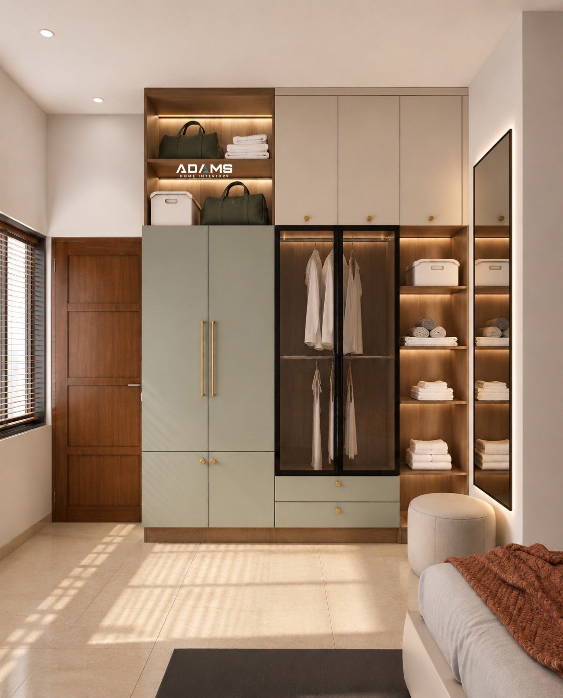 Warm wood cabinetry and carefully considered interior details